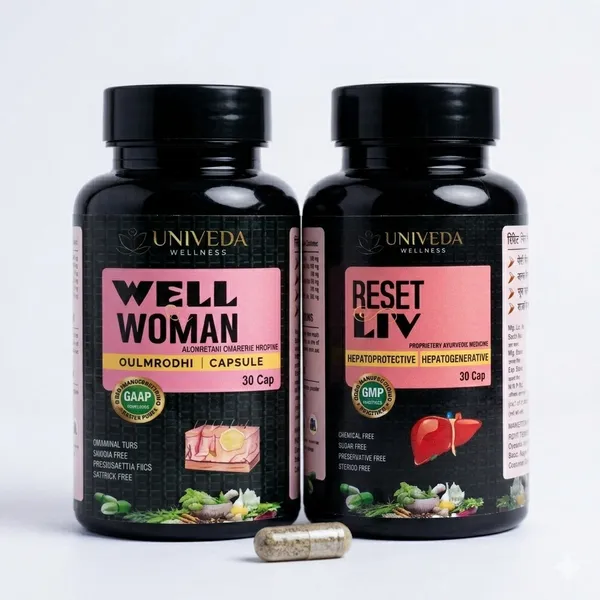Univeda_Well_Woman_Gulmrodhi_Capsules_(30_Caps)_And_Reset_Liv_Hepatoprotective_Capsules_-_30_Capsules_(Pack_Of_2)