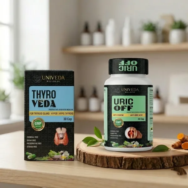 Univeda_Thyro_Synergy_-_Herbal_Thyroid_Support_Supplement_(30_Capsules)_And_Univeda_Uric_Off_Anti-Purine_Anti-Uric_Acid_Capsules_-_30_Capsules_Pack_Of_2