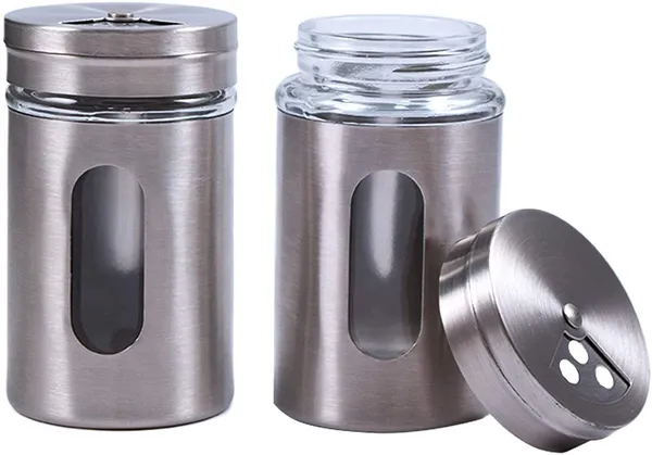 _Pack_of_2,_Salt_and_Pepper_Shakers_Set_with_3_Adjustable_Pour_Holes_-_3.3�2_Inch_Salt_Shaker_Set_with_Stainless_Steel_Outer_Layer_and_Internal_Thick_and_Durable_Glass_for_Granular_Seasoning
