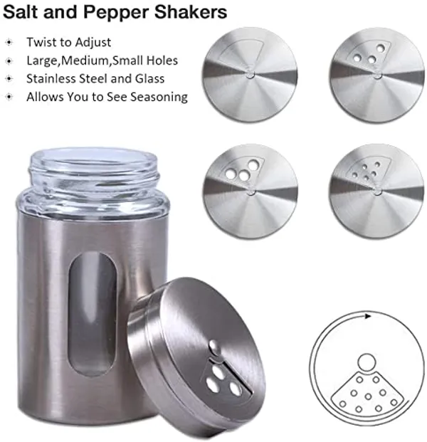 _Pack_of_2,_Salt_and_Pepper_Shakers_Set_with_3_Adjustable_Pour_Holes_-_3.3�2_Inch_Salt_Shaker_Set_with_Stainless_Steel_Outer_Layer_and_Internal_Thick_and_Durable_Glass_for_Granular_Seasoning