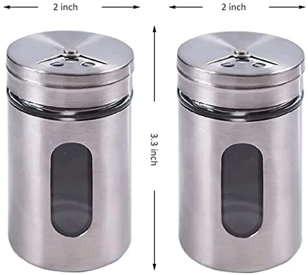 _Pack_of_2,_Salt_and_Pepper_Shakers_Set_with_3_Adjustable_Pour_Holes_-_3.3�2_Inch_Salt_Shaker_Set_with_Stainless_Steel_Outer_Layer_and_Internal_Thick_and_Durable_Glass_for_Granular_Seasoning