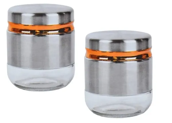 Pack_of_2,_Airtight_Glass_Jar_Food_Storage_Container_with_Stainless_Steel_Cover_Window_Visible_Canister_Set_Glass_&_Airtight_Lid,_350_ML_Each