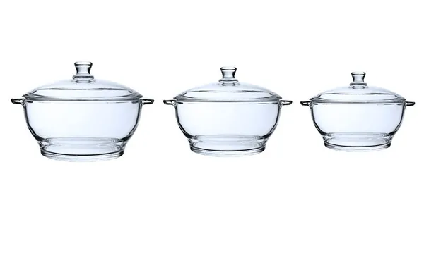 1000_ML,_1500_ML_and_2500_ML_Toughened_Glass_Microwave_Dishwasher_Safe_Pot_Serving_Bowl_Casserole_with_Lid_Glass_Serving_Bowl_(Clear,_Pack_of_3)