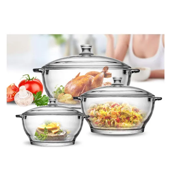 1000_ML,_1500_ML_and_2500_ML_Toughened_Glass_Microwave_Dishwasher_Safe_Pot_Serving_Bowl_Casserole_with_Lid_Glass_Serving_Bowl_(Clear,_Pack_of_3)