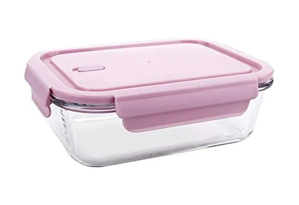 Pack_of_1,_Microwave_Safe_Borosilicate_Glass_Containers_with_Snap_Lock_Lids_-_Safe_for_Oven,_Dishwasher,_Freezer_-_BPA_Free_-_Rectangular_600_ML,Pink
