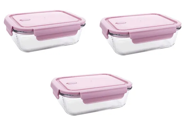 Pack_of_3,_Microwave_Safe_Borosilicate_Glass_Containers_with_Snap_Lock_Lids_-_Safe_for_Oven,_Dishwasher,_Freezer_-_BPA_Free_-_Rectangular_600_ML,Pink