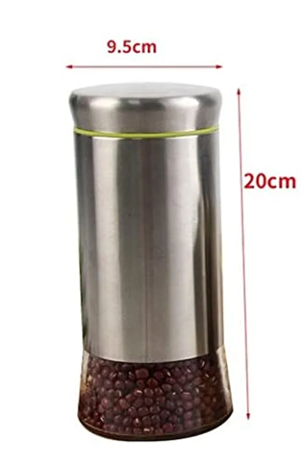 580_ML_and_850_ML_Airtight_Glass_Jar_Food_Storage_Container_with_Stainless_Steel_Cover_Window_Visible_Canister_Set_Glass_&_Airtight_Lid_Combo_of_2_Pieces,_Silver