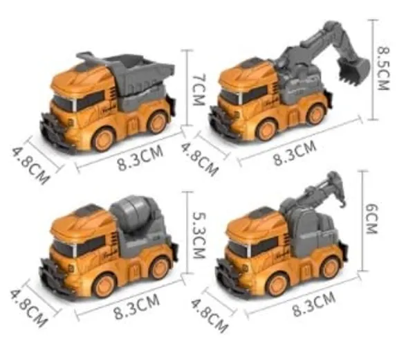 Pack_of_4,_Inertia_Friction_Powered_Drive_Crash_Resistant_Mini_Simulated_Construcion_Truck_Dumper_Mixer_Excavator_craine_Rescue_Model_Toy_for_Child,_3_inches_Each,_Yellow