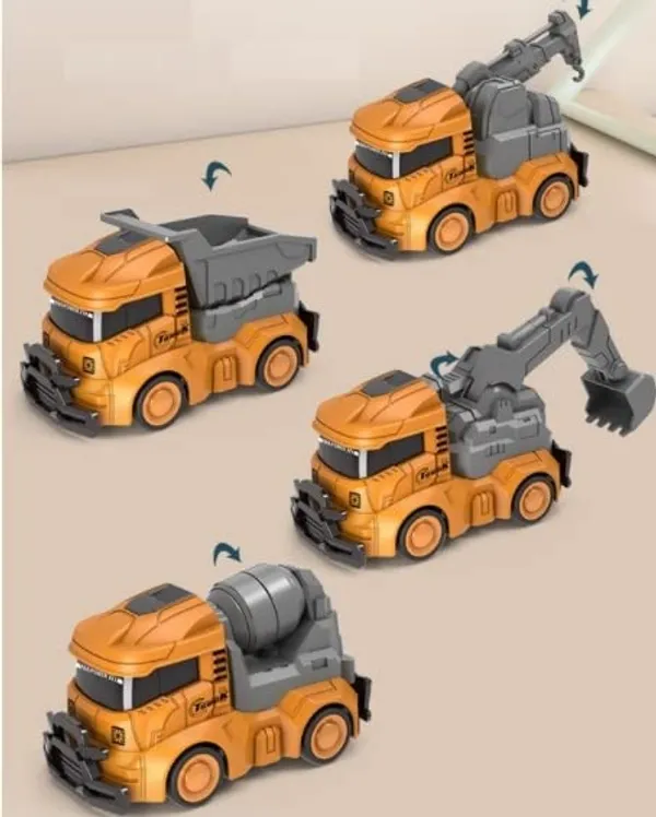 Pack_of_4,_Inertia_Friction_Powered_Drive_Crash_Resistant_Mini_Simulated_Construcion_Truck_Dumper_Mixer_Excavator_craine_Rescue_Model_Toy_for_Child,_3_inches_Each,_Yellow