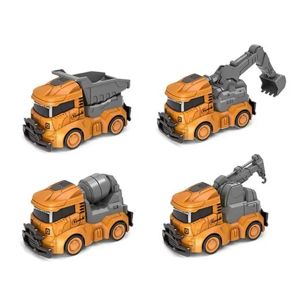 Pack_of_4,_Inertia_Friction_Powered_Drive_Crash_Resistant_Mini_Simulated_Construcion_Truck_Dumper_Mixer_Excavator_craine_Rescue_Model_Toy_for_Child,_3_inches_Each,_Yellow