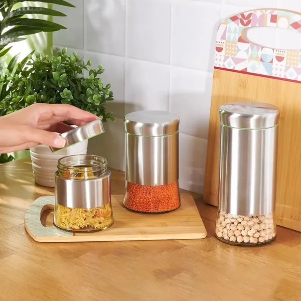 Set_of_3,_350_ML,_580_ML_and_850_ML_Airtight_Glass_Jar_Food_Storage_Container_with_Stainless_Steel_Cover_Window_Visible_Canister_Set_Glass_&_Airtight_Lid_Combo_of_3_Pieces,_Silver