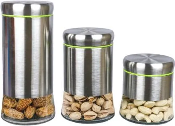 Set_of_3,_350_ML,_580_ML_and_850_ML_Airtight_Glass_Jar_Food_Storage_Container_with_Stainless_Steel_Cover_Window_Visible_Canister_Set_Glass_&_Airtight_Lid_Combo_of_3_Pieces,_Silver