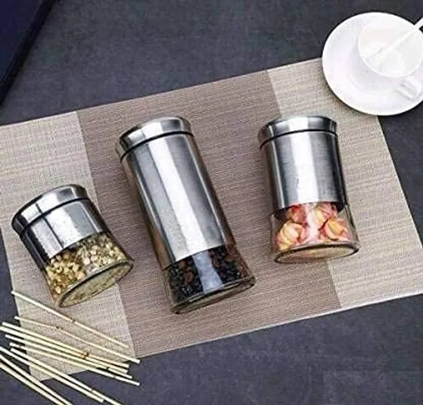Set_of_3,_350_ML,_580_ML_and_850_ML_Airtight_Glass_Jar_Food_Storage_Container_with_Stainless_Steel_Cover_Window_Visible_Canister_Set_Glass_&_Airtight_Lid_Combo_of_3_Pieces,_Silver