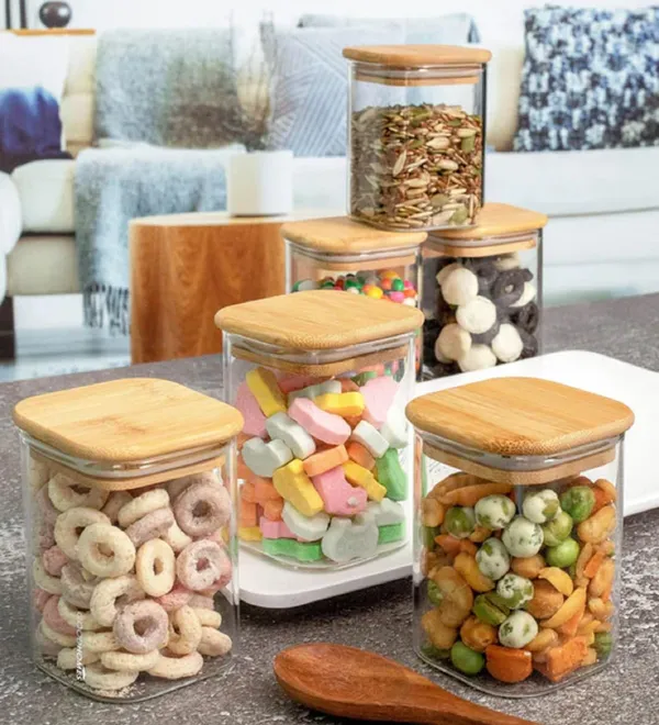 Pack_of_3_Borosilicate_Glass_Jars_with_Silcone_Seal_Airtight_Bamboo_Lids_Tea_Container_Clear_Kitchen_Storage_Jar_with_Bamboo_Shelf_Kitchen_Canister_Set,_280_ML