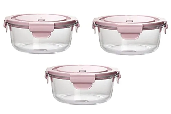 Pack_of_3,Borosilicate_Glass_Round_Food_Storage_Container_Set_with_Air_Vent_Lid_Airtight_Lid_Microwave_Safe_Containers,_Glass_Lunch_Box,_800_ML_Each,_Pink