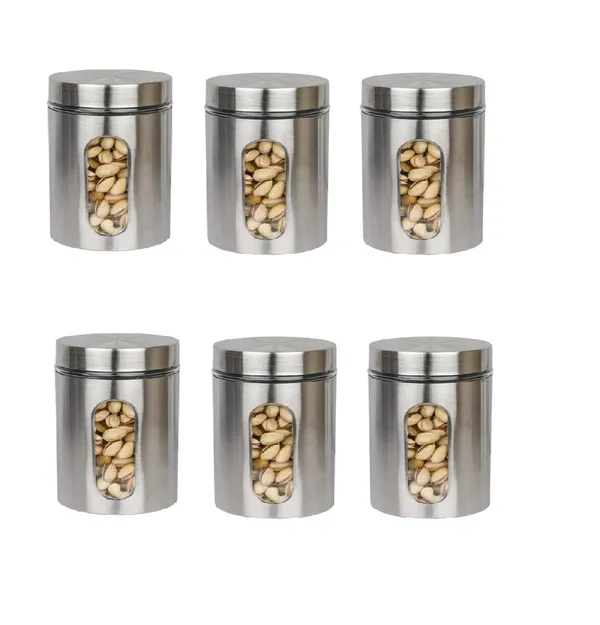 Pack_of_6,_500_ML_Each_Airtight_Glass_Jar_Food_Storage_Container_with_Stainless_Steel_Cover_Window_Visible_Canister_Set_Glass_&_Airtight_Lid,_Silver