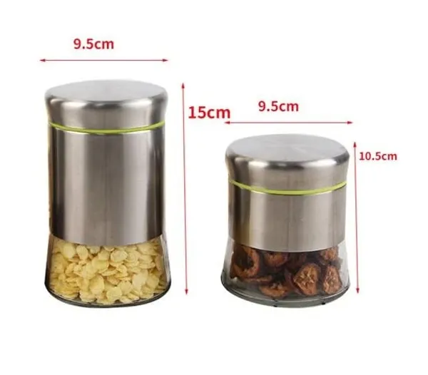 Set_of_2,_350_ML_and_580_ML_Airtight_Kitchen_Glass_Jar_Food_Storage_Container_with_Stainless_Steel_Cover_Window_Visible_Canister_Jar_Set_Glass_&_Airtight_Lid,_Sliver