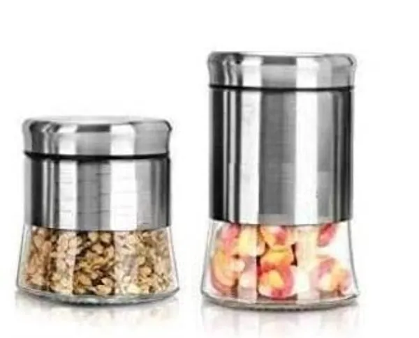 Set_of_2,_350_ML_and_580_ML_Airtight_Kitchen_Glass_Jar_Food_Storage_Container_with_Stainless_Steel_Cover_Window_Visible_Canister_Jar_Set_Glass_&_Airtight_Lid,_Sliver
