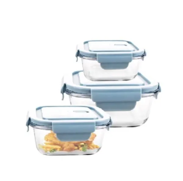 3_Pieces_Square_Borosilicate_Glass_Food_Storage_Airtight_Containers_with_Snap_Lock_Lids_Safe_for_Microwave,_Oven,_Dishwasher,_Freezer,_350,_500,_800_ML