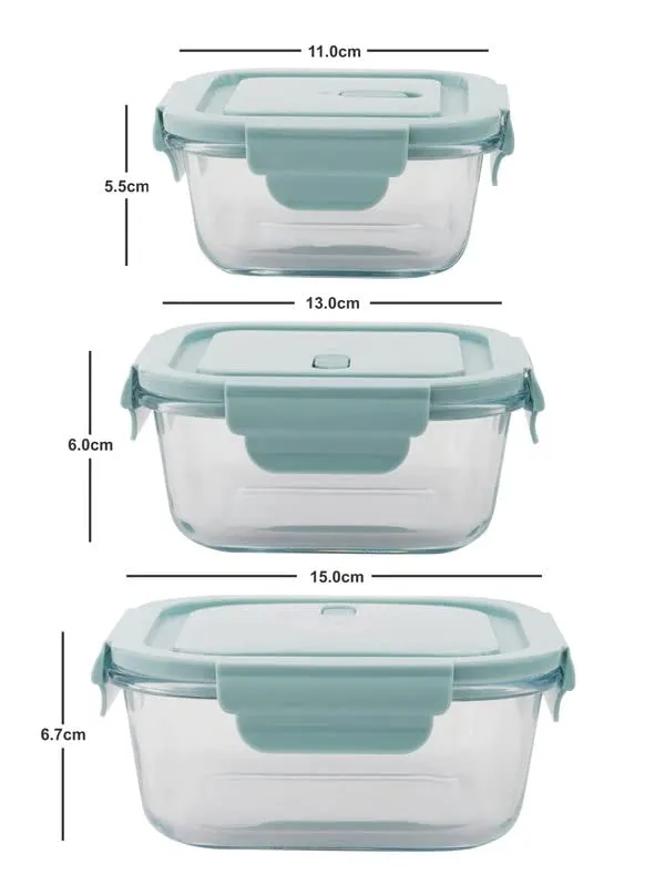 3_Pieces_Square_Borosilicate_Glass_Food_Storage_Airtight_Containers_with_Snap_Lock_Lids_Safe_for_Microwave,_Oven,_Dishwasher,_Freezer,_350,_500,_800_ML