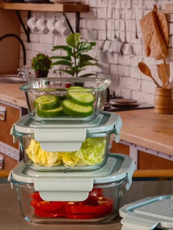 3_Pieces_Square_Borosilicate_Glass_Food_Storage_Airtight_Containers_with_Snap_Lock_Lids_Safe_for_Microwave,_Oven,_Dishwasher,_Freezer,_350,_500,_800_ML