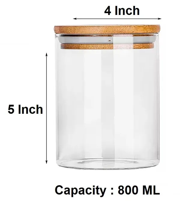 800_ML,_Borosilicate_Glass_Jars_with_Bamboo_Wood_Air_Tight_Lids_Tea_Coffee_Cereals_Grains_Storage_Container_Clear_Kitchen_Jar_Canister_Set,_Clear