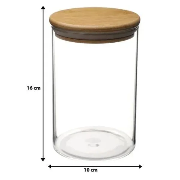1000_ML,_Borosilicate_Glass_Jars_with_Bamboo_Wood_Air_Tight_Lids_Tea_Coffee_Cereals_Grains_Storage_Container_Clear_Kitchen_Jar_Canister_Set,_Clear