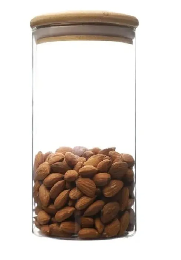 1000_ML,_Borosilicate_Glass_Jars_with_Bamboo_Wood_Air_Tight_Lids_Tea_Coffee_Cereals_Grains_Storage_Container_Clear_Kitchen_Jar_Canister_Set,_Clear