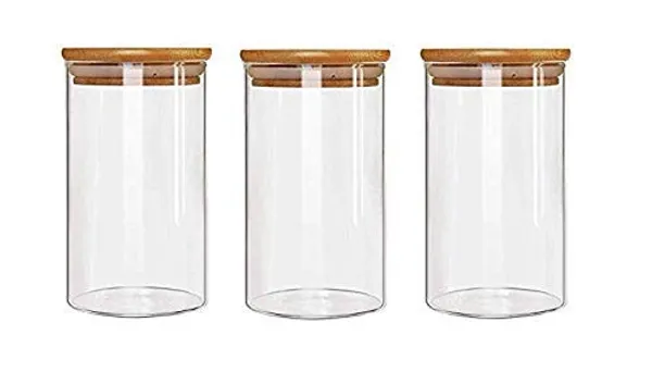Set_of_3,_Borosilicate_Glass_Kitchen_Jars_with_Bamboo_Wood_Air_Tight_LidsTea_Coffee_Cereals_Grains_Storage_Container_Clear_Kitchen_Jar_Canister_Set_1000_ML_Each,_Clear