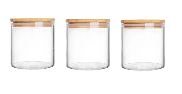 Set_of_3,_Borosilicate_Glass_Jars_with_Bamboo_Wood_Air_Tight_Lids_Tea_Coffee_Cereals_Grains_Storage_Container_Clear_Kitchen_Jar_Canister_Set_680_ML_Each,_Clear