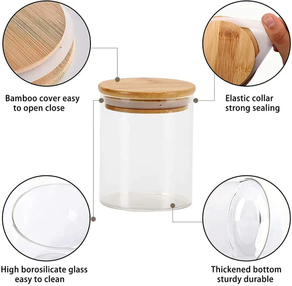 6_Pieces,_320_ML_Borosilicate_Glass_Jars_with_Bamboo_Wood_Air_Tight_Lids_Tea_Container_Clear_Kitchen_Storage_Jar_with_Bamboo_Shelf_Container_Canister_Set,_Clear