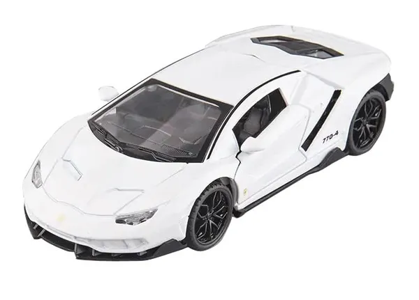 1:32_Scale_Model_Metal_Diecast_Super_Sports_Car_Toy_with_Pull_Back_Action,_Working_Head_Light_Tail_Light,_Sound,_Opening_Doors_&_Bonett,_White