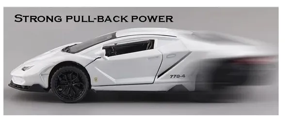 1:32_Scale_Model_Metal_Diecast_Super_Sports_Car_Toy_with_Pull_Back_Action,_Working_Head_Light_Tail_Light,_Sound,_Opening_Doors_&_Bonett,_White