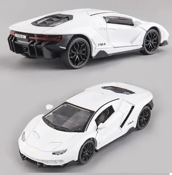 1:32_Scale_Model_Metal_Diecast_Super_Sports_Car_Toy_with_Pull_Back_Action,_Working_Head_Light_Tail_Light,_Sound,_Opening_Doors_&_Bonett,_White