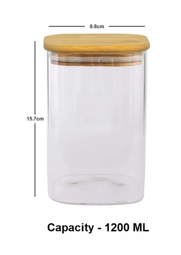 1.2_L_Borosilicate_Glass_Jars_with_Silcone_Seal_Airtight_Bamboo_Lids_Tea_Container_Clear_Kitchen_Storage_Jar_with_Bamboo_Shelf_Kitchen_Canister_Set,_2_Pieces,_Clear