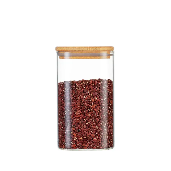 1.2_L_Borosilicate_Glass_Jars_with_Silcone_Seal_Airtight_Bamboo_Lids_Tea_Container_Clear_Kitchen_Storage_Jar_with_Bamboo_Shelf_Kitchen_Canister_Set,_1200_ML,_Clear