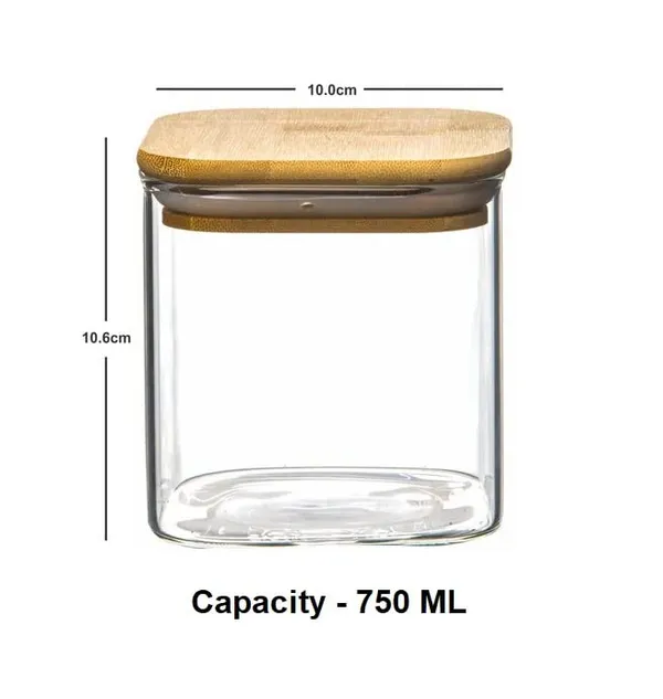 750_ML_Borosilicate_Glass_Jars_with_Silcone_Seal_Airtight_Bamboo_Lids_Tea_Container_Clear_Kitchen_Storage_Jar_with_Bamboo_Shelf_Kitchen_Canister_Set,_3_Pieces,_Clear