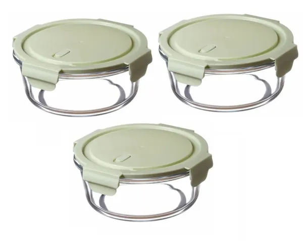 3_Pieces_Round_Borosilicate_Glass_Food_Storage_Oven_Safe_Container_Set_with_Air_Vent_Airtight_Lid_Microwave_Safe_Bowl,_Glass_Reheating_Bowl_Tiffin,_620_ML