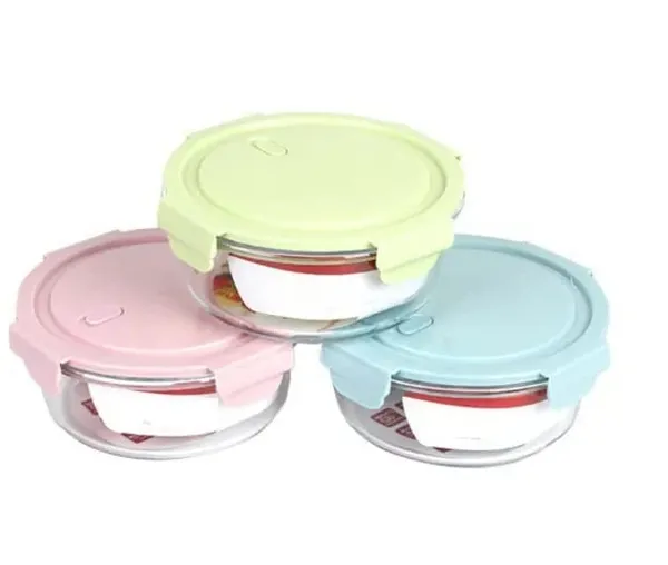 3_Pieces_Round_Borosilicate_Glass_Food_Storage_Oven_Safe_Container_Set_with_Air_Vent_Airtight_Lid_Microwave_Safe_Bowl,_Glass_Reheating_Bowl_Tiffin,_620_ML