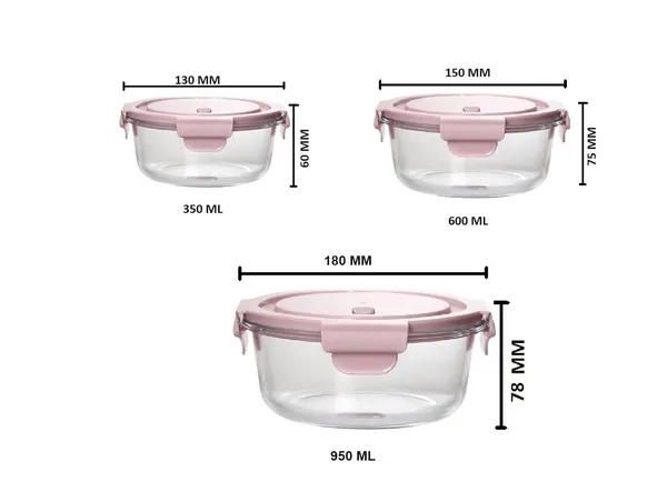 3_Pieces_Set,_370_ML,_620_ML_&_950_ML_Round_Borosilicate_Glass_Food_Storage_Oven_Safe_Container_Set_with_Air_Vent_Lid_Airtight_Lid_Microwave_Safe_reheating_Serving_Fridge_Container_set