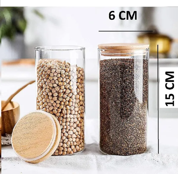 Pack_of_2,_Borosilicate_Glass_Jars_with_Bamboo_Wood_Air_Tight_Lids_Tea_Container_Clear_Kitchen_Storage_Jar_with_Bamboo_Shelf_Kitchen_Canister_Set,_450_ML,_Clear