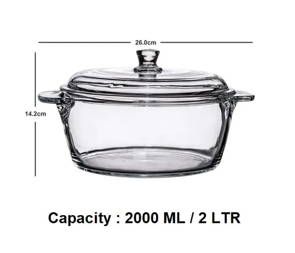_�_Pack_of_2,_Toughened_Glass_Hot_Serving_Casserole_Bowl_with_Lid,_2000_ML_/_2_Litre_Casserole,_Transparent