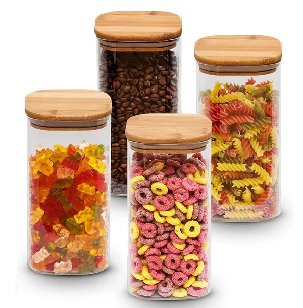 _330_Ml,_Small_Size_Borosilicate_Glass_Jars_With_Silcone_Seal_Airtight_Bamboo_Lids_Tea_Container_Clear_Kitchen_Storage_Jar_With_Bamboo_Shelf_Kitchen_Canister_Set,_3_Pieces,_Clear