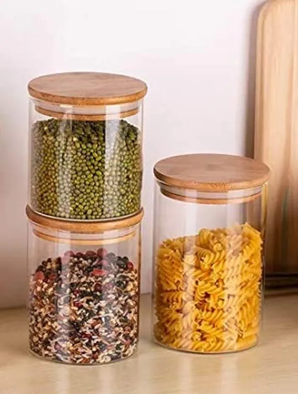 Pack_of_2,_1000_ML_&_1400_ML,_Borosilicate_Glass_Jars_with_Bamboo_Wood_Air_Tight_Lids_Tea_Coffee_Cereals_Grains_Storage_Container_Clear_Kitchen_Jar_Canister_Set,_Clear