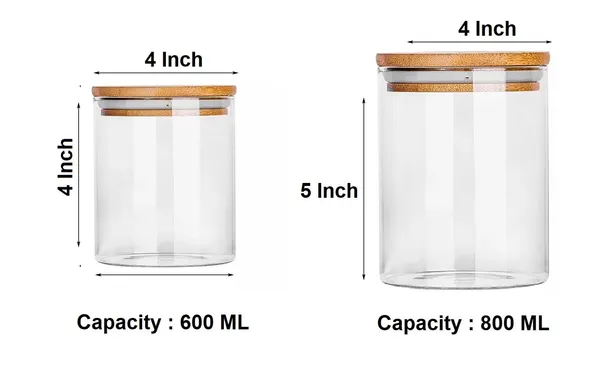 Pack_of_2,_680_&_800_ML,_Borosilicate_Glass_Jars_with_Bamboo_Wood_Air_Tight_Lids_Tea_Coffee_Cereals_Grains_Storage_Container_Clear_Kitchen_Jar_Canister_Set,_Clear