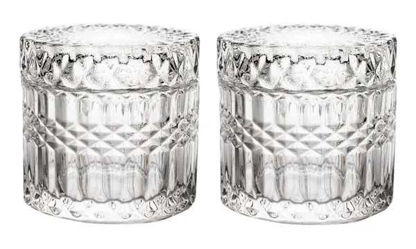 Glass_Candy_Jar_Dish_with_Lid,_Decorative_Covered_Candy_Bowl,_Candle_Stand_Jar_for_Buffet,_Kitchen,_Home,_Office_Desk_(Set_of_2),_Clear