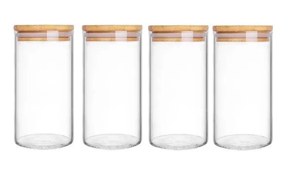 Pack_of_4,_1200_ML,_Borosilicate_Glass_Jars_with_Bamboo_Wood_Air_Tight_Lids_Tea_Container_Clear_Kitchen_Storage_Jar_with_Bamboo_Shelf_Kitchen_Canister_Set,_1.2_Liter,_Clear