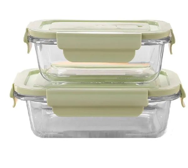 600_ML_&_1000_ML_Rectangular_Borosilicate_Glass_Container_Set_with_Air_Vent_Lid_Airtight_Lid_Microwave_Safe_Tiffin_Bowl_Serving_Bowl,_2_pieces,_Clear