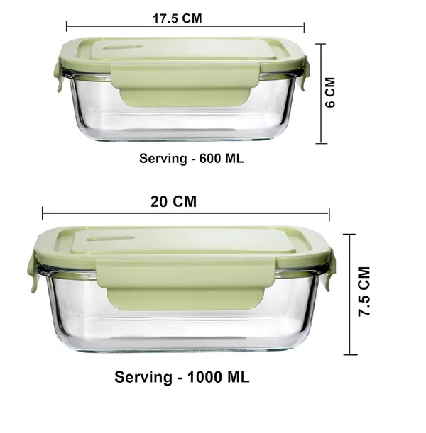600_ML_&_1000_ML_Rectangular_Borosilicate_Glass_Container_Set_with_Air_Vent_Lid_Airtight_Lid_Microwave_Safe_Tiffin_Bowl_Serving_Bowl,_2_pieces,_Clear