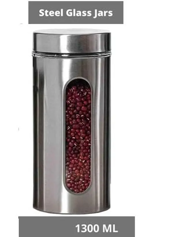 Airtight_Glass_Jar_Food_Storage_Container_with_Stainless_Steel_Cover_Window_Visible_Canister_Set_Glass_&_Airtight_Lid_(Pack_of_1),_1300_ML